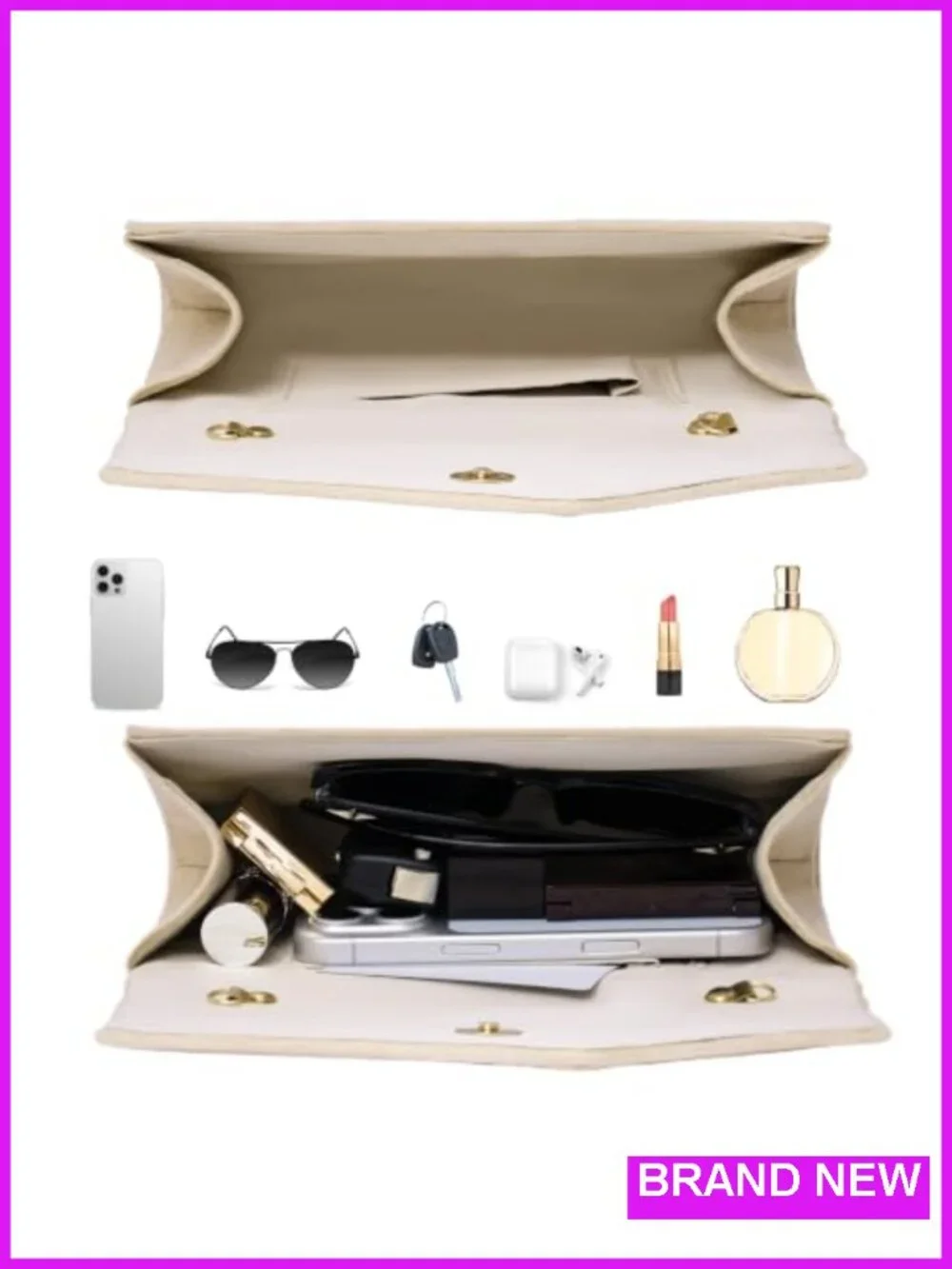 Suede Envelope Clutch Purse with Chain Strap for Evening Parties Weddings